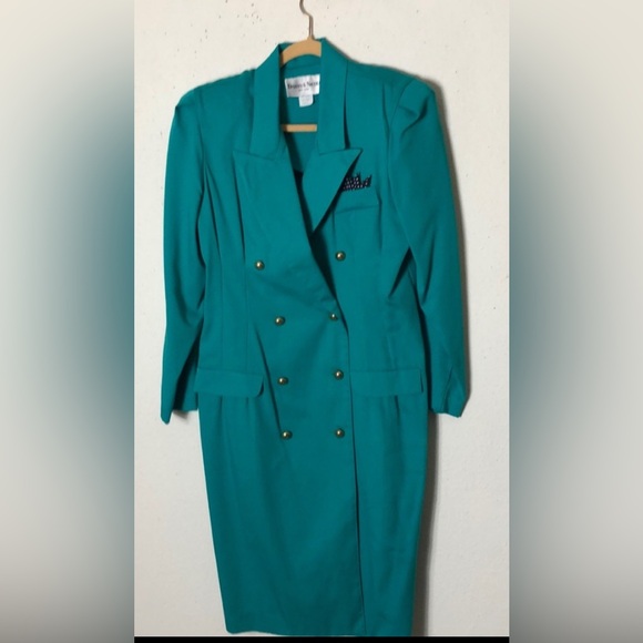 Danny & Nicole Dresses & Skirts - Vintage 1980s Danny & Nicole Vibrant Teal Green Double Breasted 14